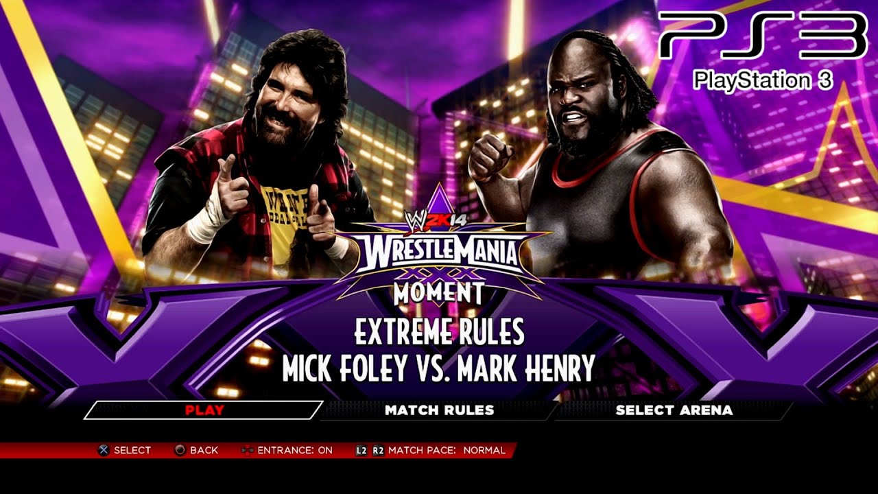 WWE 2K14 PS3 - Mick Foley VS Mark Henry - Extreme Rules [2K][mClassic]