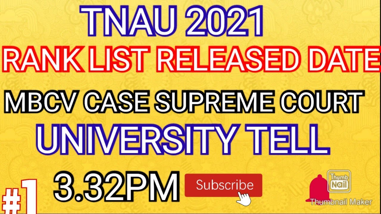 TNAU 2021 💯 RANK LIST RELEASED DATE UNIVERSITY TELL ALL MUST WATCH 💯 SUBSCRIBE 🔔