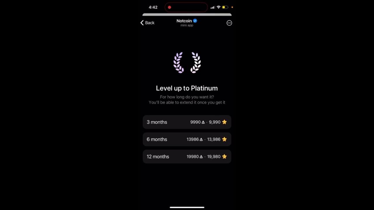 Can you get Notcoin platinum for 1 month?