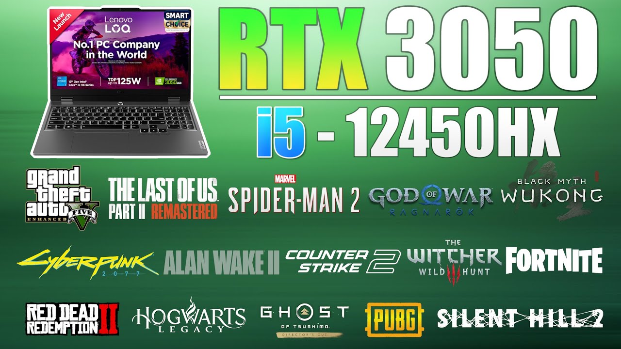 Lenovo LOQ : RTX 3050 6GB i5-12450HX - 15 Games Tested in late 2025