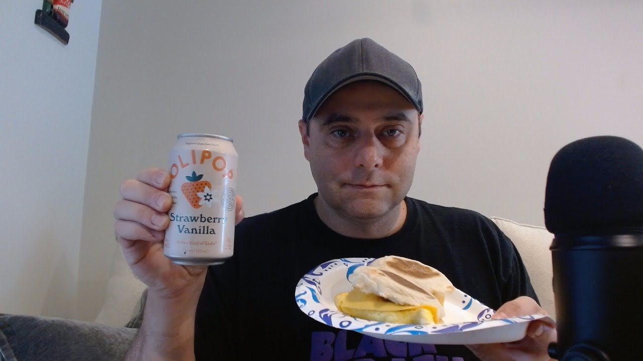 ASMR Drink Review and Eating Egg and Cheese Sandwiches