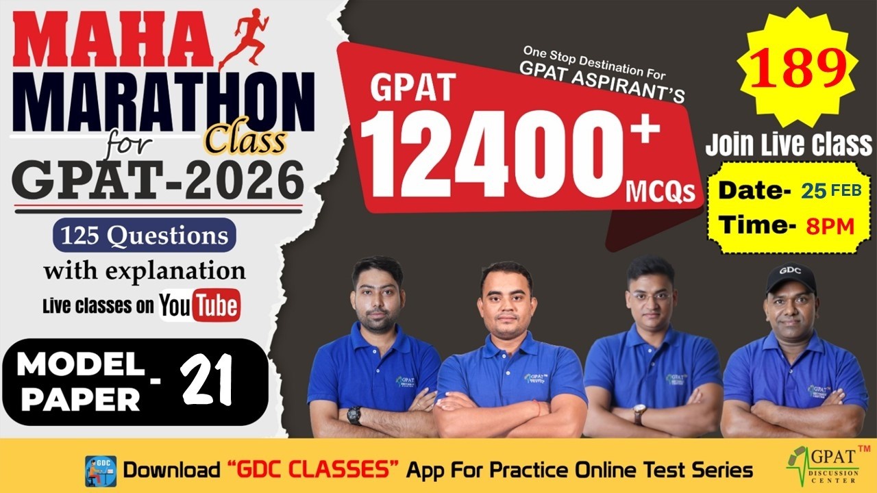 MAHA MARATHON- GPAT 2026 | Class-189 | Model Paper- 21 : Complete Syllabus #modelpaper