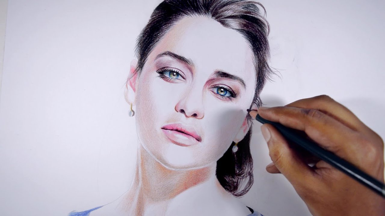 Drawing Daenerys targaryen actress Emilia Clarke. -- Derwent artists pencils.
