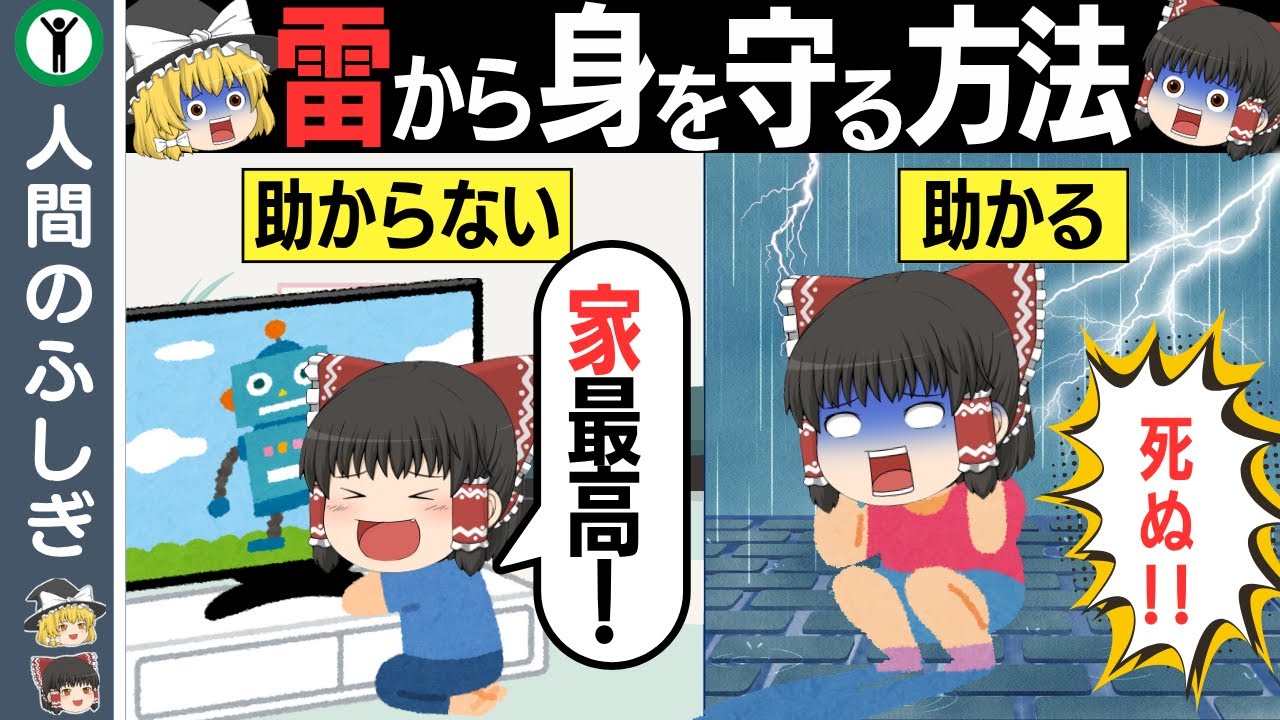 【絶対やるな】雷が鳴っている時にやってはいけないこと【ゆっくり解説】