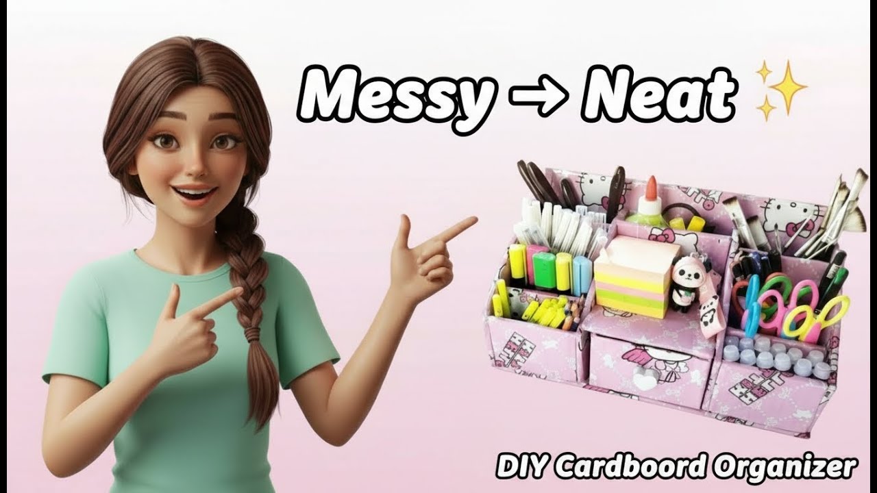 How to make DIY Desk Organizer from Cardboard ✂️ Best Out of Waste Craft
