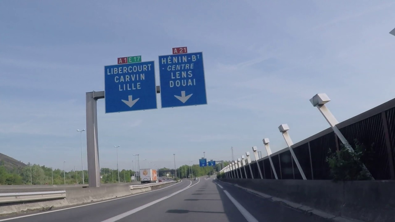 France by Autoroute - Douai - A1 north onto A21 for Douai