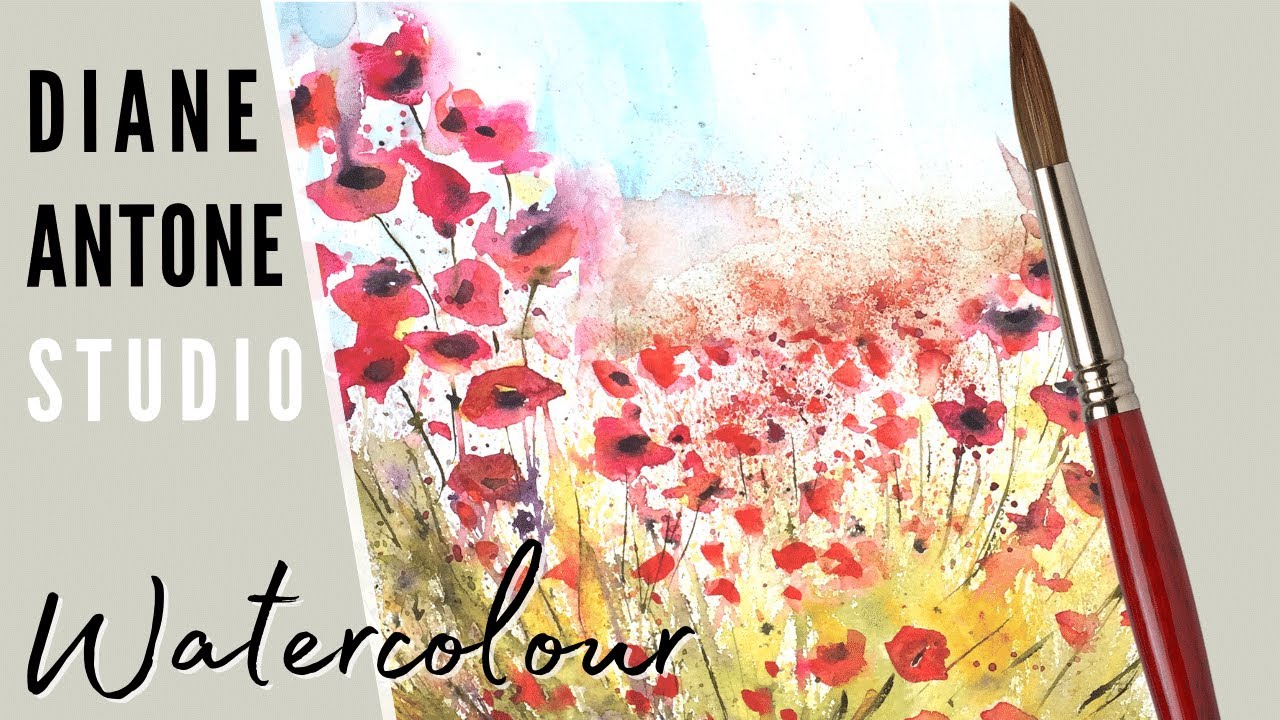 Atmospheric Watercolor POPPY FIELD - EASY Real-time Watercolor Tutorial FOR BEGINNERS