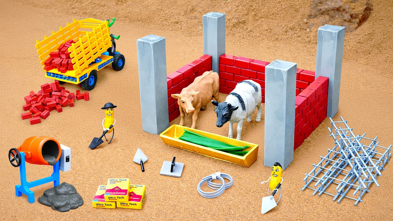 Diy Mini Bricks Cow Shed With Water Tank | Miniature Construction Science Project ‪@sanocreator‬