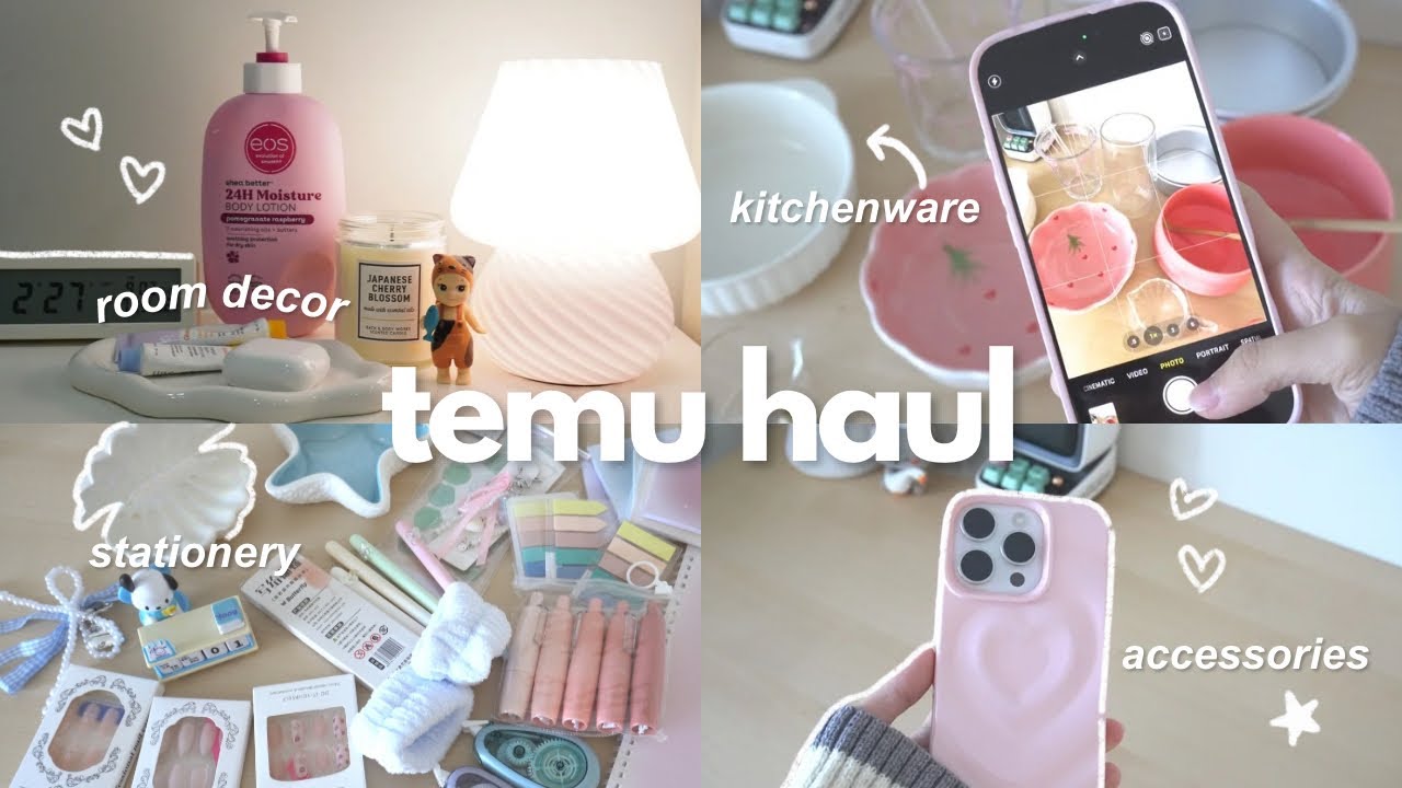 aesthetic TEMU haul 📝🎀 cute stationery, room decor, clothing, & accessories  𝜗𝜚˚⋆