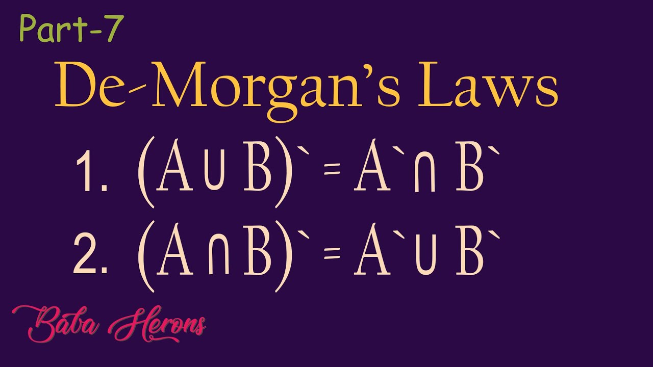 7. De-Morgan's Laws and its proof.