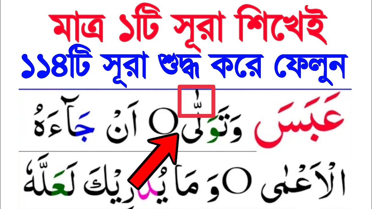 ১টি সূরা শুদ্ধ করে শিখলেই কুরআন মাজিদের ১১৪ টি সূরাও শুদ্ধ করে রিডিং পড়তে পারবেন