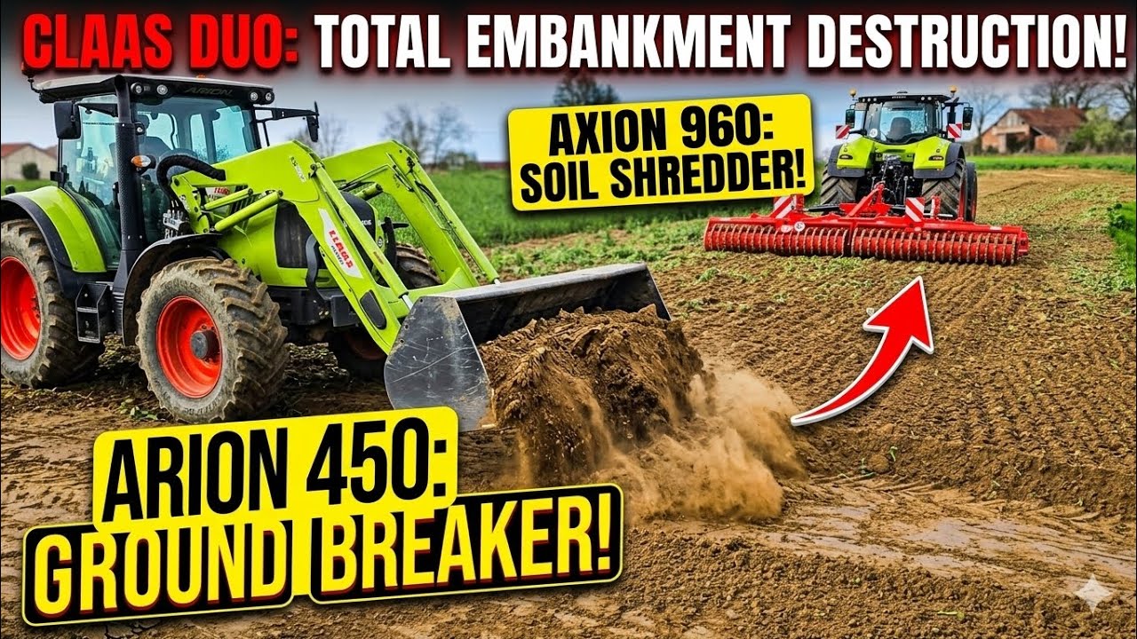 CLAAS POWER! Arion 450 Leveling & Axion 960 Shredding with Maschio Veloce #claas #croagroview