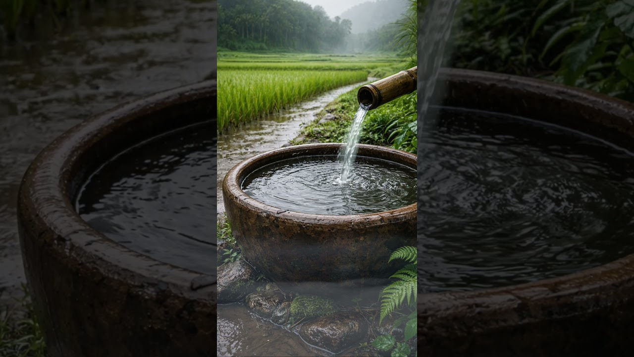 Peaceful Rain on a Rural Road
