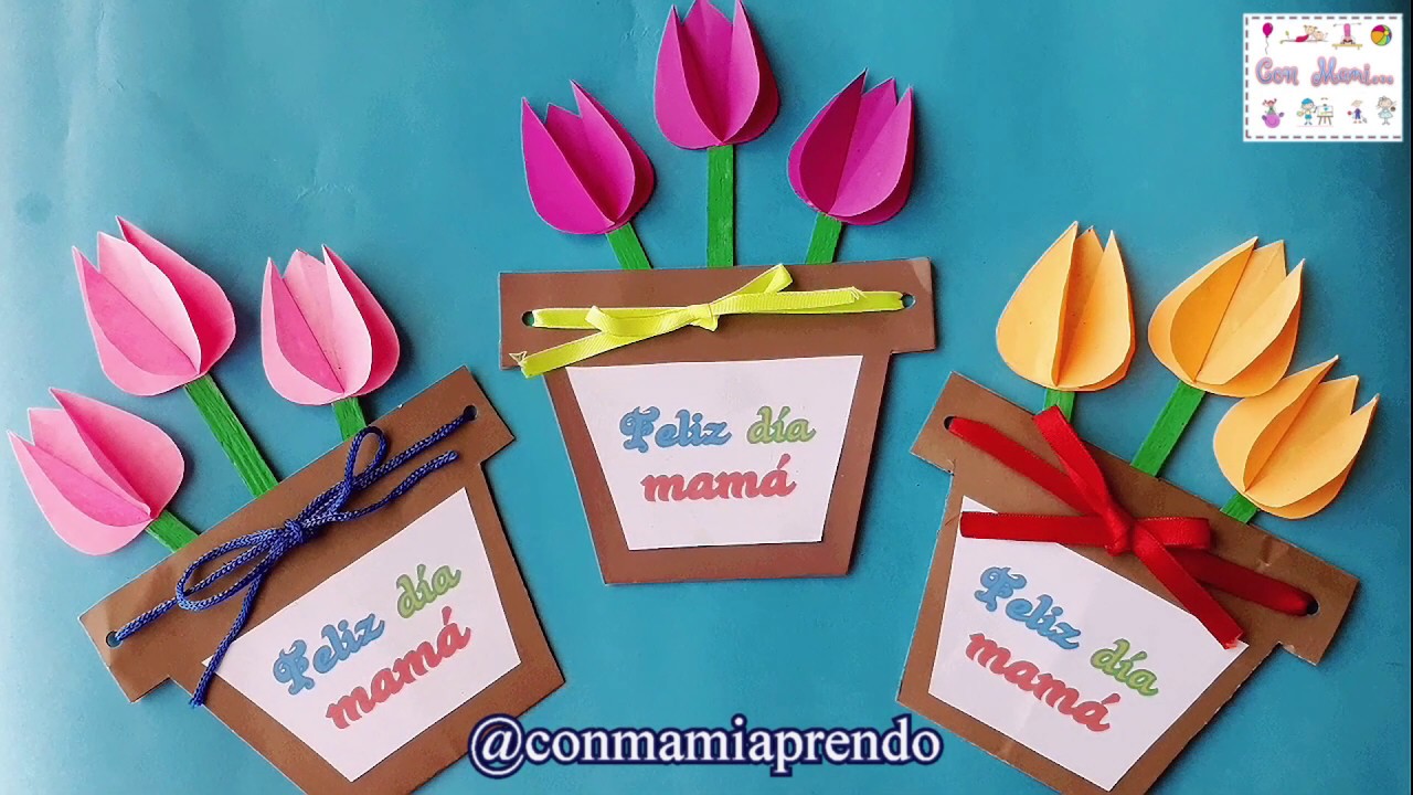 TARJETA PARA EL DÍA DE LA MADRE DE TULIPANES PARA NIÑOS