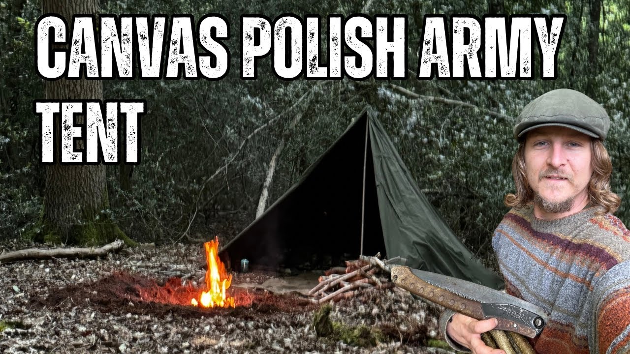 SOLO Bushcraft Camping In An Old Polish Canvas MIlitary Tent!