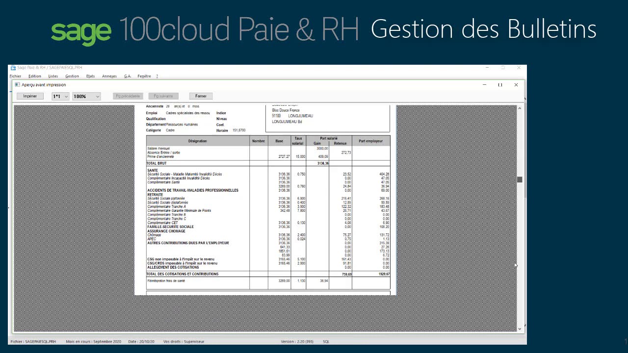 Sage 100 cloud Paie & RH : La gestion des Bulletins