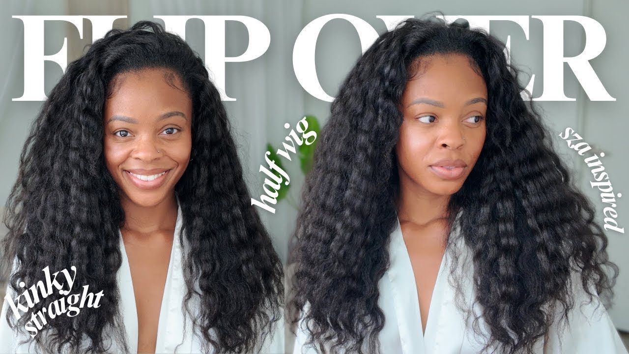 SZA Kinky Straight Waves | Easy Flip Over Half Wig for a Natural Look！