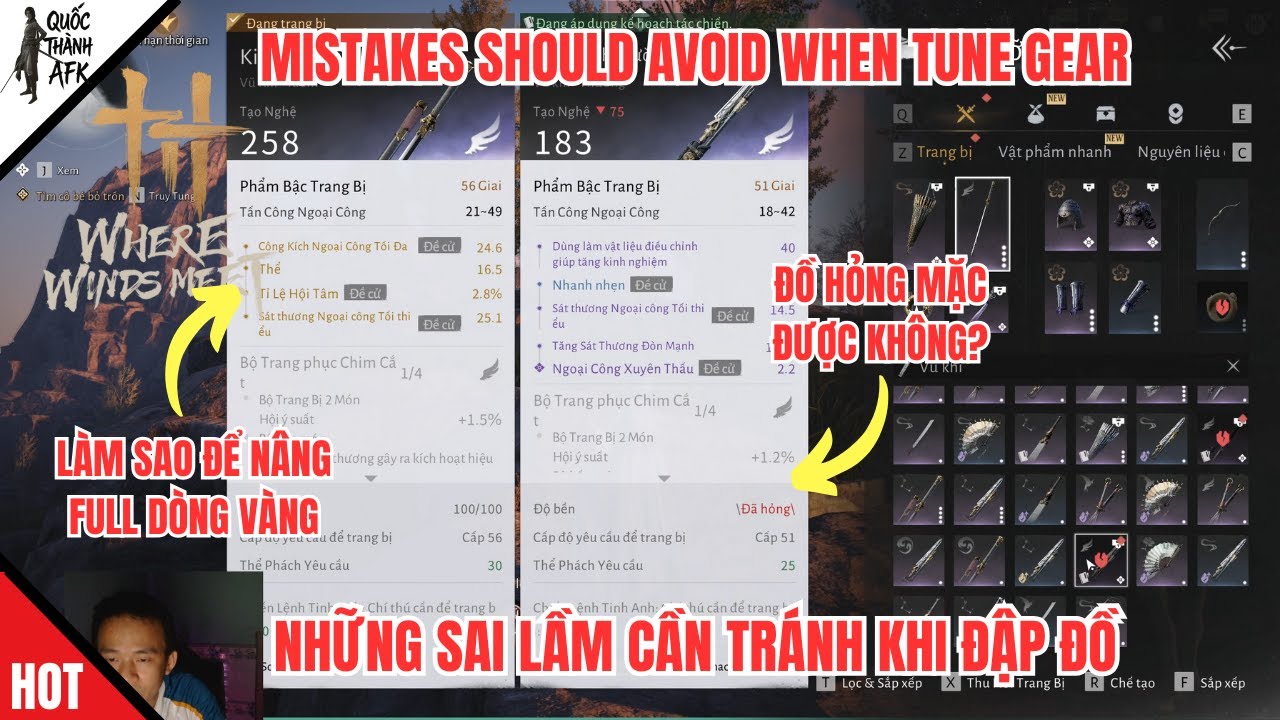 Where Winds Meet | Những Sai Lầm cần tránh khi Đập Đồ - Mistakes Should Avoid When Tune Gear