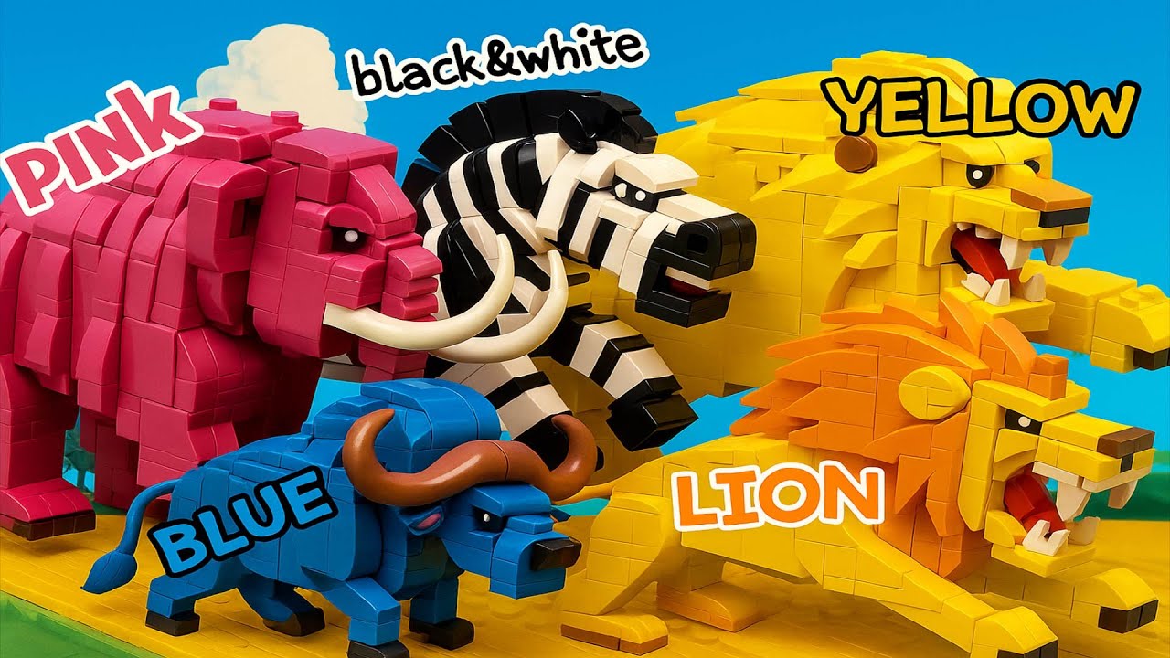 LEGO ABC Красочная песня о животных из сафари | Детский стишок | Красочная обучающая песня для детей