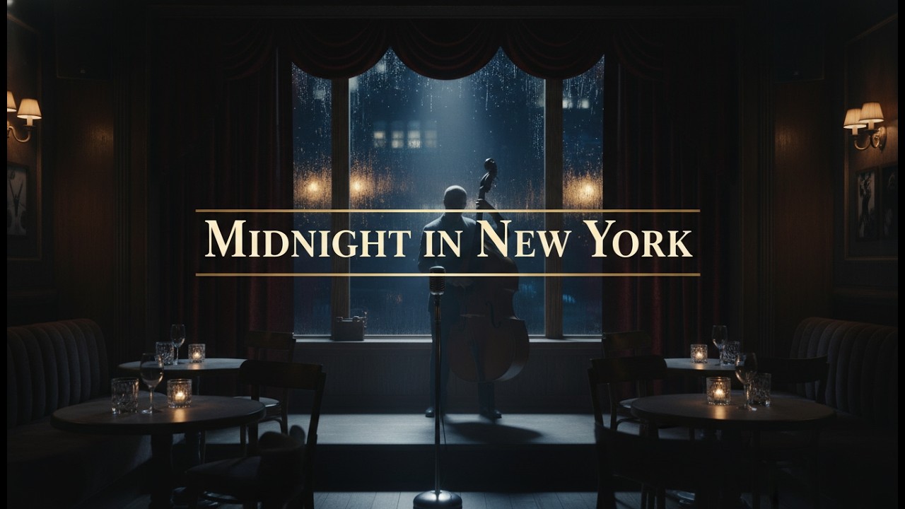 1940s New York Midnight Jazz 🎻 Dark Old Money Jazz Bar Ambience & Rain for Deep Sleep & Focus