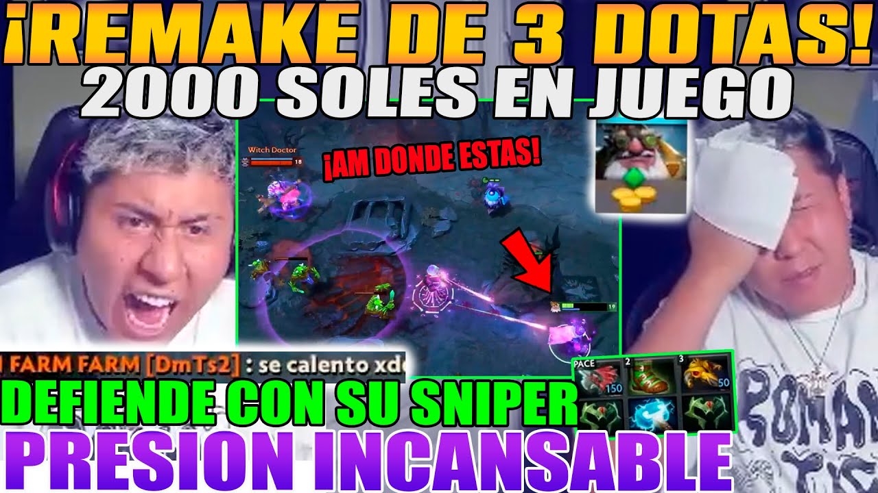 REMAKE DE 3 DOTAS!! MACARIUS DEFIENDE PRESION CON SU SNIPER DE MELE, VOLANDO CON SU AM CARRY DOTA 2