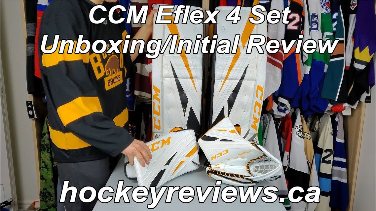 CCM Eflex 4 Hockey Goalie Pads & Catcher & Blocker Glove Initial Review/Unboxing