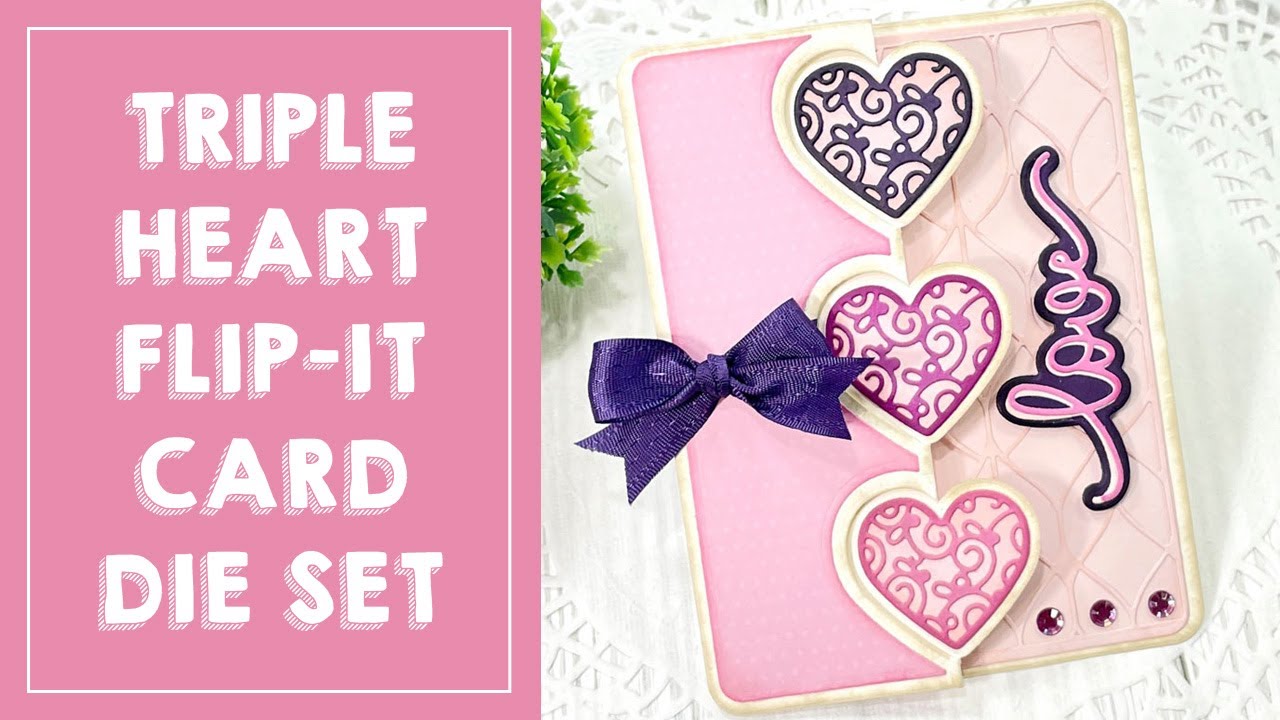 Срочная распродажа: набор трафаретов для вырубки открыток Triple Hearts Flip-it Card Die, трафаре...