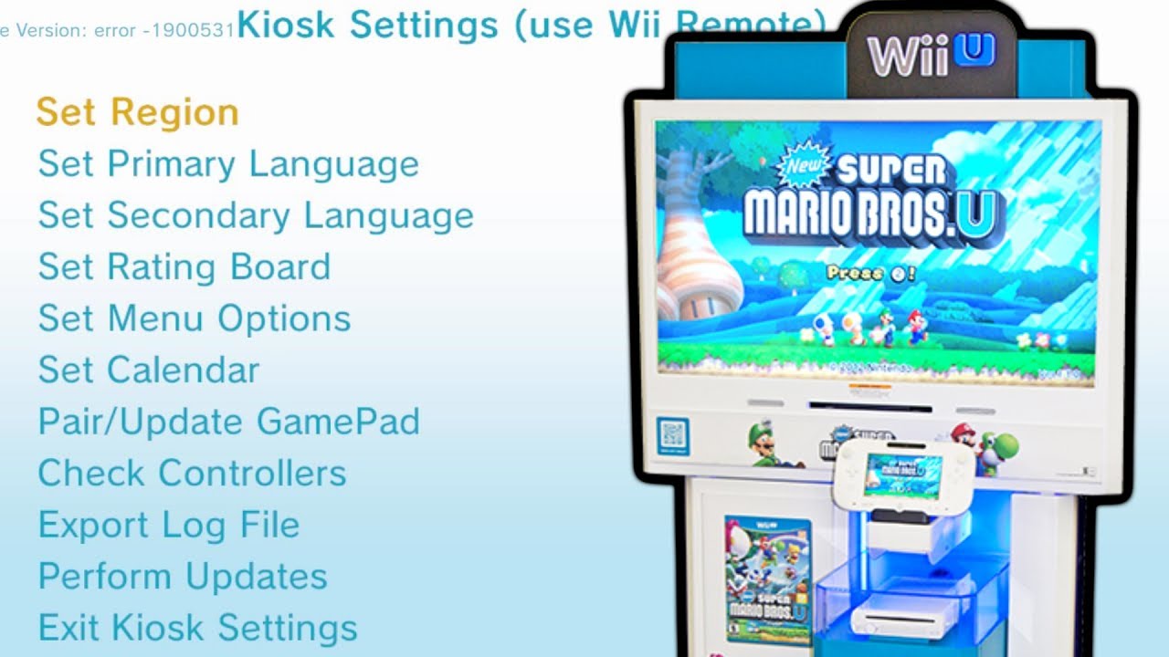 Wii U Kiosk Unit: Kiosk Settings Menu Walkthrough (CAT-I WIS-001)
