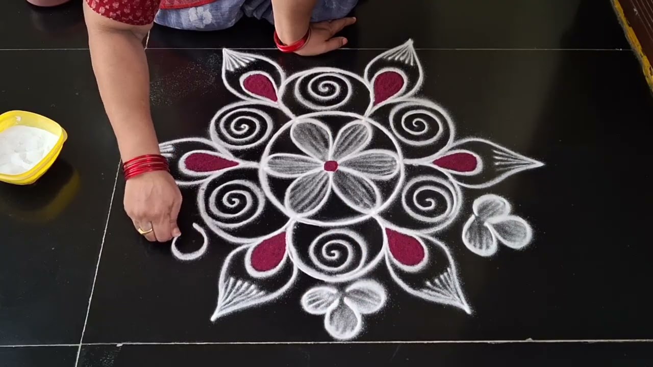 Friday special rangoli //3&times;2dots//simple kolam//daily muggulu//easy rangoli design