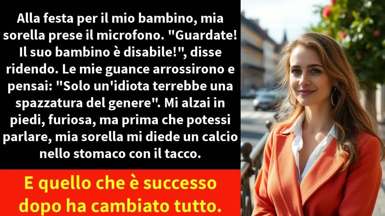 Alla festa per il mio bambino, mia sorella prese il microfono  ＂Guardate! Il suo bambino è disab