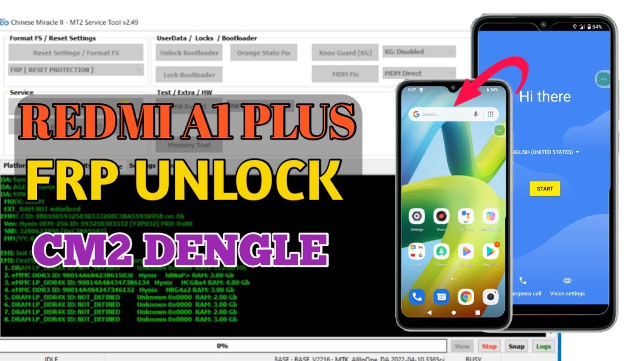 Redmi A1 Plus FRP Unlock CM2 Dongle