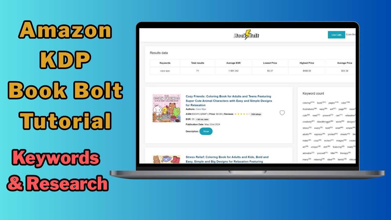 Amazon KDP Book Bolt Tutorial | Find Keywords & Best-Selling Coloring Books
