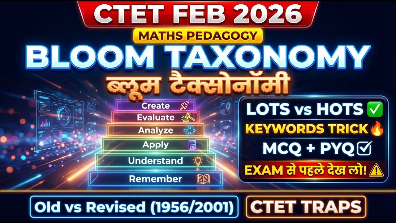 CTET Pedagogy | Bloom Taxonomy Quick Revision 🔥 Cognitive Levels | Feb 2026