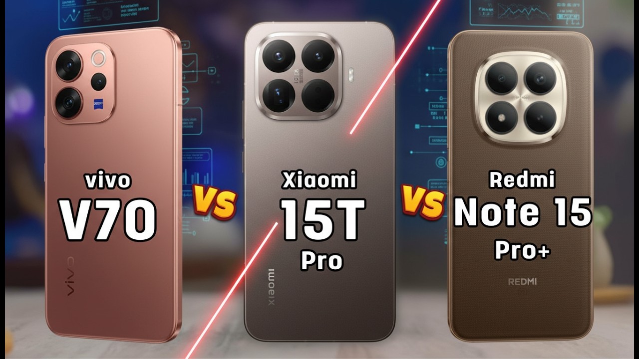 vivo V70 vs Xiaomi 15T Pro vs Redmi Note 15 Pro Plus