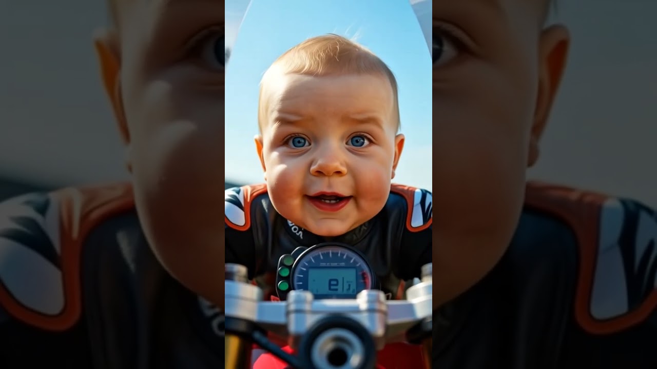 Kid driving race bike