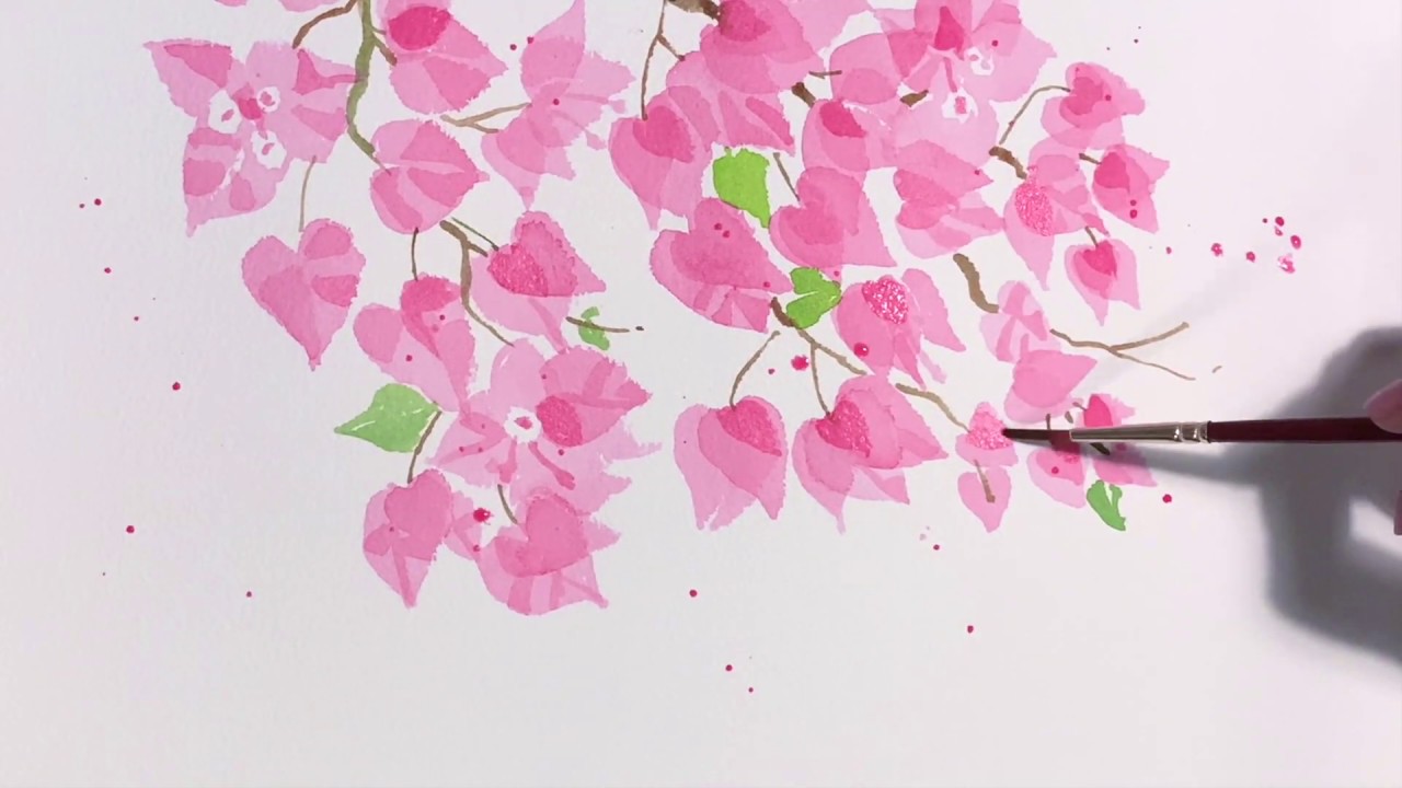 Watercolor Bougainvillea Flowers  by 'monnerisms' .. How I paint them ..