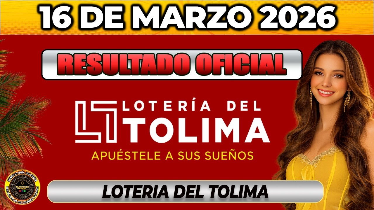 Resultado LOTERIA DEL TOLIMA del LUNES  16 de Marzo 2026