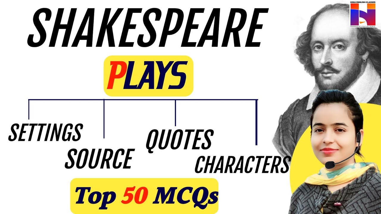 Top 50 MCQs | Setting | Source| Characters | Shakespeare's Plays | Hina English Classes
