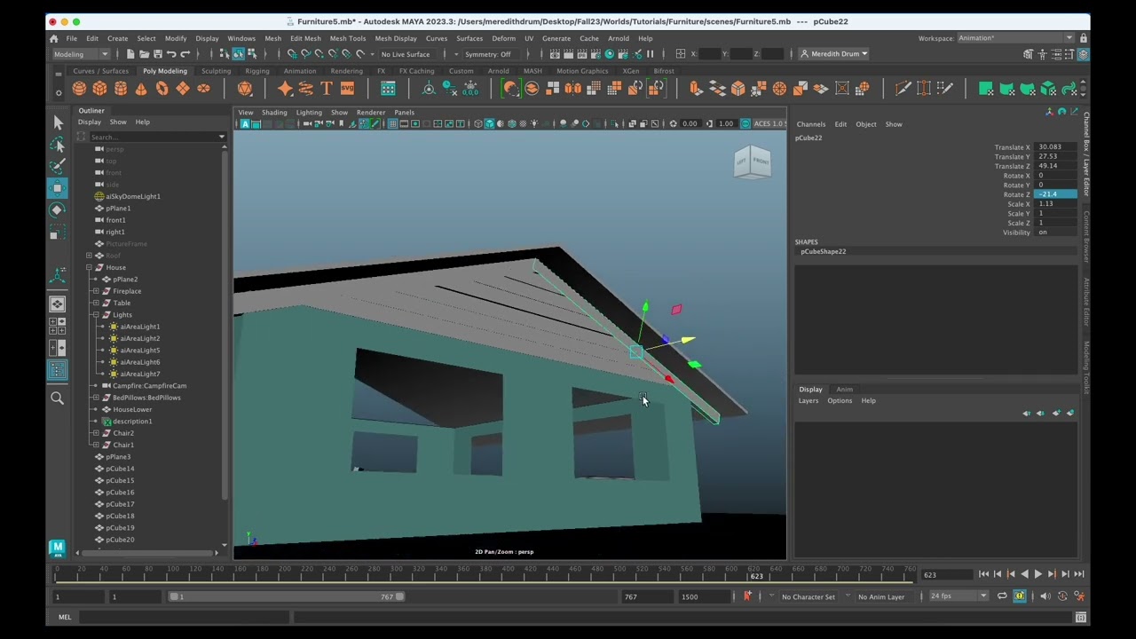 Building a Simple Roof Maya