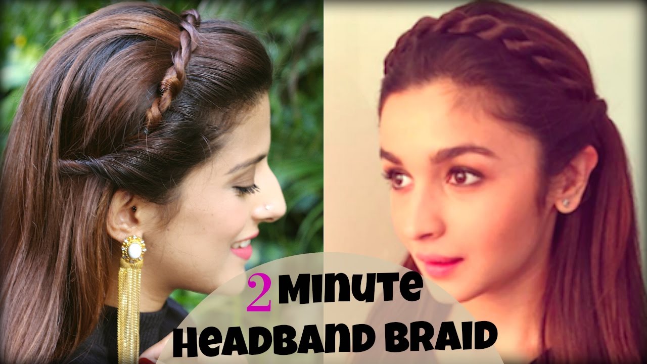 CUTE & EASY 2 Min Everyday Headband Braid For School, College, Work | Alia Bhatt | Indian Hairstyles