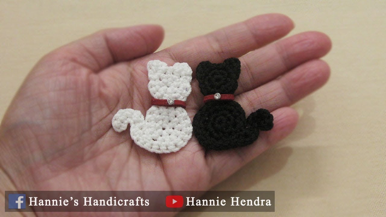 Crochet || Tutorial Hiasan Rajut Bentuk Kucing [Subtitles Available]