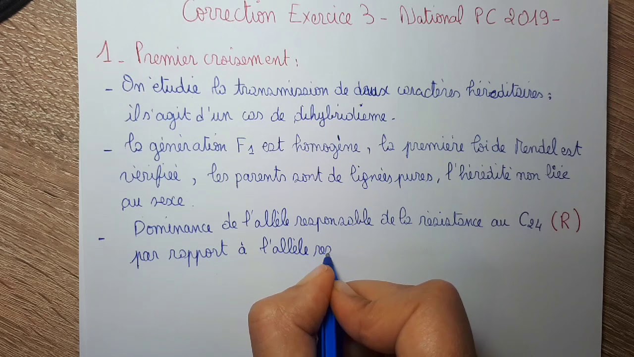 SVT 2éme Bac : correction exercice 3 - national 2019 - Filière PC session normale -