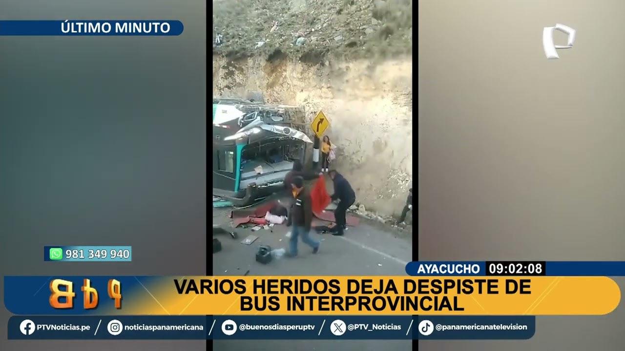 Tragedia en Ayacucho:  despiste de bus interprovincial deja varios heridos
