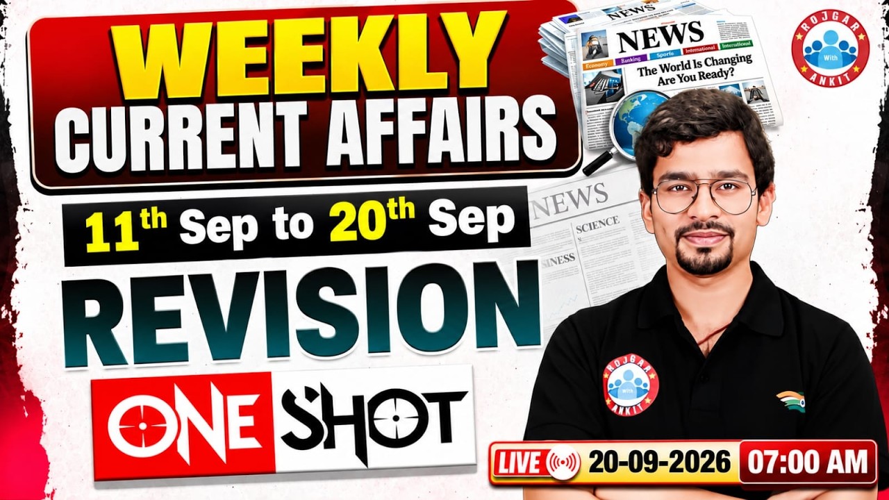 Current Affairs Weekly, 11th Sep to 20th Sep, Weekly Current Affairs 2026, Current Affairs Today