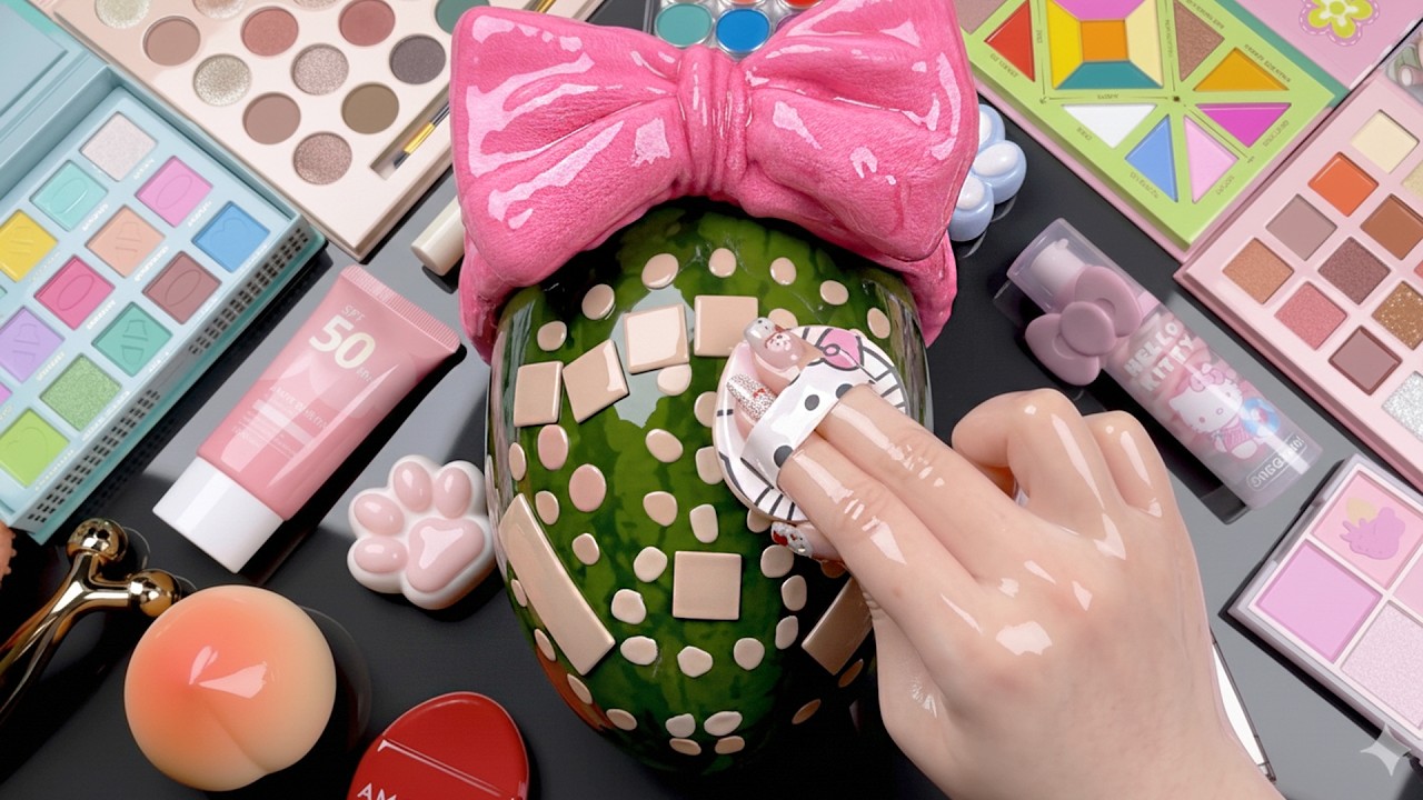 ASMR Makeup on Watermelon (No talking)