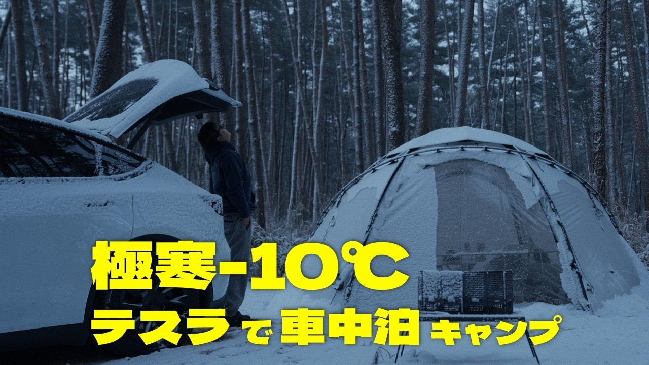極寒のキャンプ地！テスラで車中泊キャンプ | FOLKWOOD VILLAGE 八ヶ岳 | Ep. 030