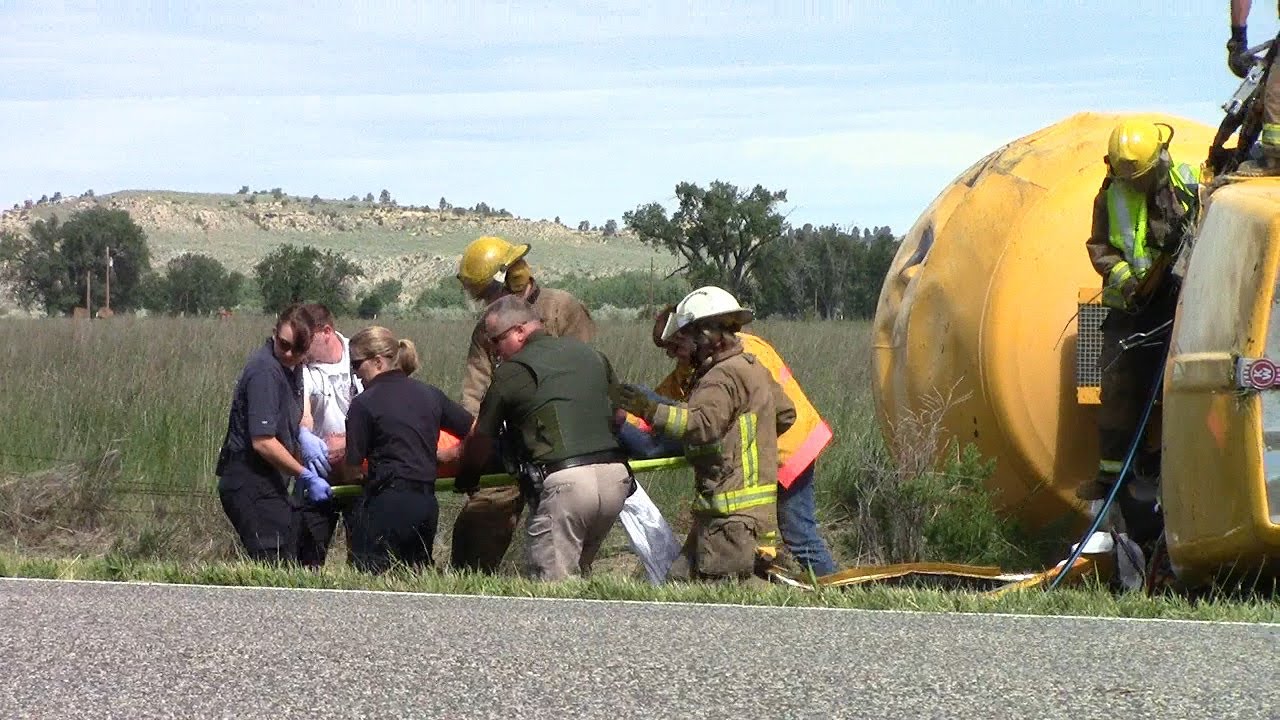 Raw Video: Cement truck rolls over on Highway 312