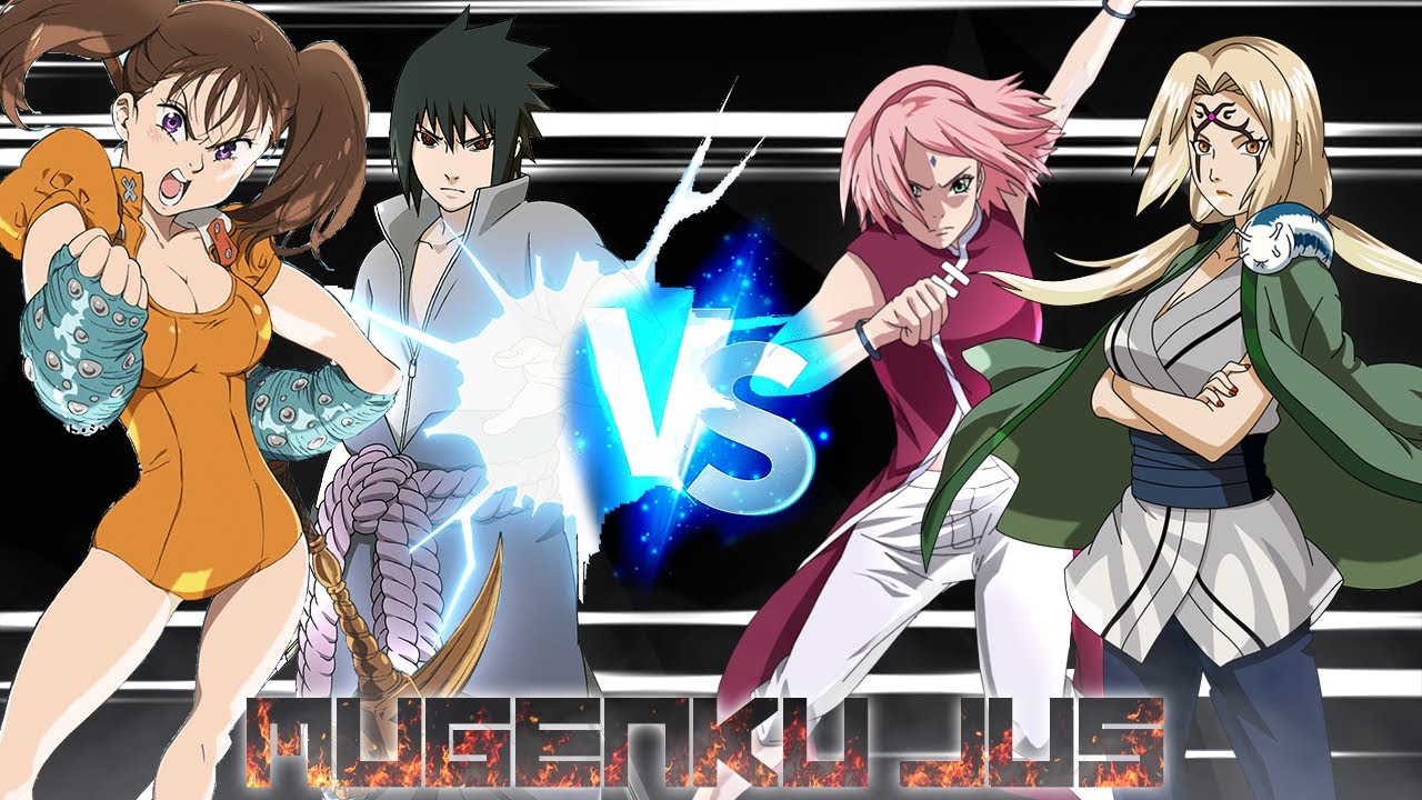Uchiha Sasuke & Diane V2 vs Sakura BNG & Tsunade ANIME MUGEN JUS Team Fight 2 vs 2