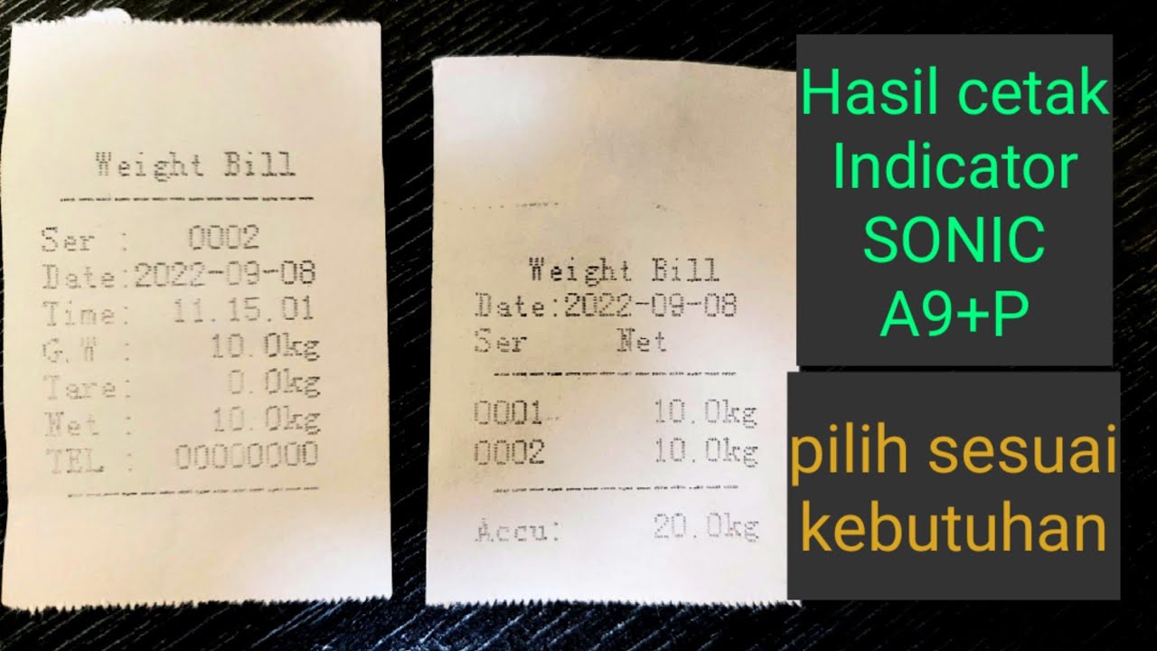 Pemilihan jenis hasil cetak atau print Out pada indicator SONIC  A9+P