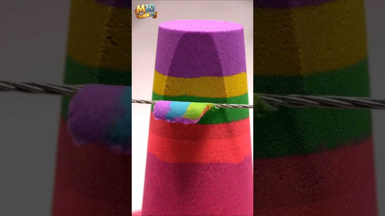 ASMR Rainbow Kinetic Sand Cutting 🌈 | Smooth Strip Slice + Color Layers (No Talking)